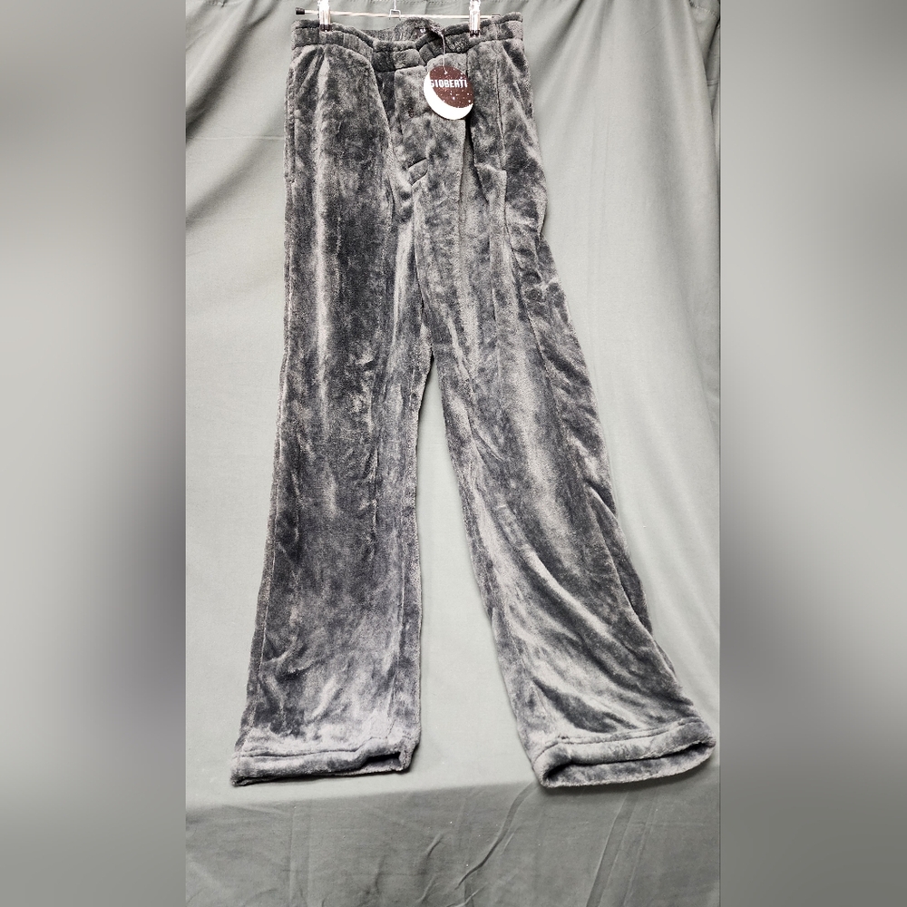 Gray Velvet Wide-Leg Pants